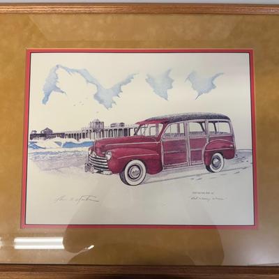 Huntington on Pier 46' w/ Red Woody Wagon Signed