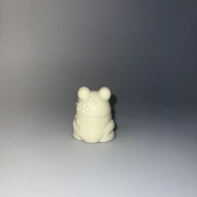 Avon Milk Glass Frog Bottle with a bit of To a Wild Rose Fragrance Cream still