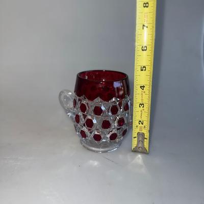 EAPG Glass Victorian Red-Block lot8- piece serve ware lot 1890's elegant