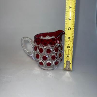 EAPG Glass Victorian Red-Block lot8- piece serve ware lot 1890's elegant