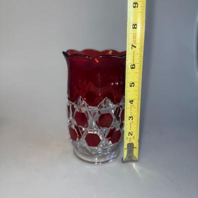EAPG Glass Victorian Red-Block lot8- piece serve ware lot 1890's elegant