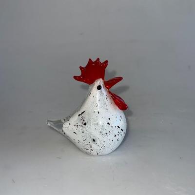 Glass Rooster Chicken Figurine Heavy Paperweight