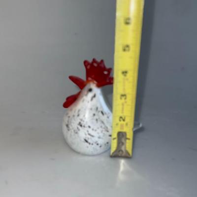 Glass Rooster Chicken Figurine Heavy Paperweight