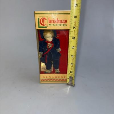 Vintage Sears and Roebuck Christmas Mementos Doll in Blue Outfit Ornament 
