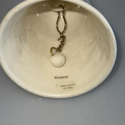 Lenox Fine China Christmas Snowflake Bell, White with 24k Gold Trim