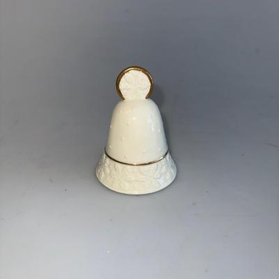 Lenox Fine China Christmas Snowflake Bell, White with 24k Gold Trim