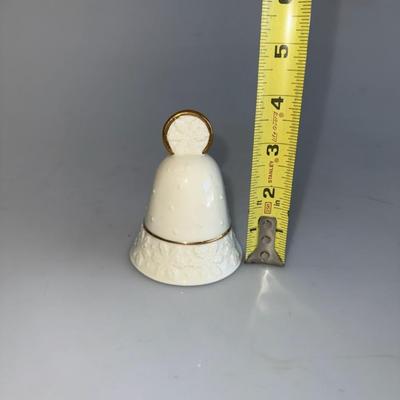 Lenox Fine China Christmas Snowflake Bell, White with 24k Gold Trim