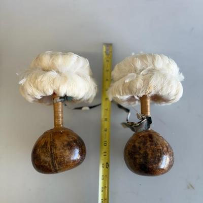 Hawaiian Maracas Shakers Feathers