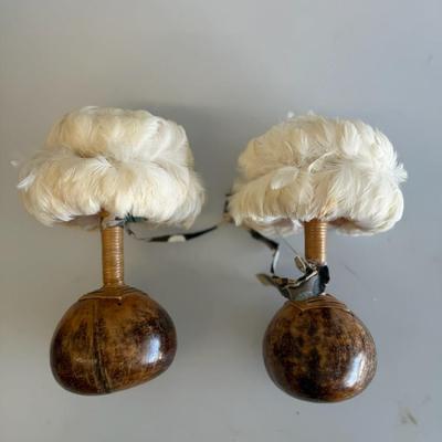 Hawaiian Maracas Shakers Feathers
