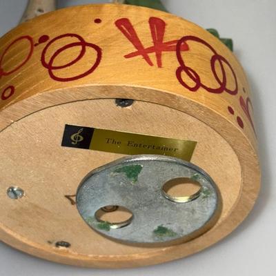 Wood ANRI Spinning Music Box Clown Seal Plays "The Entertainer" Hand Crafted in Italy