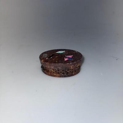 Oval Soapstone Flower Inlay Gemstone Jewelry Gift Box SB5