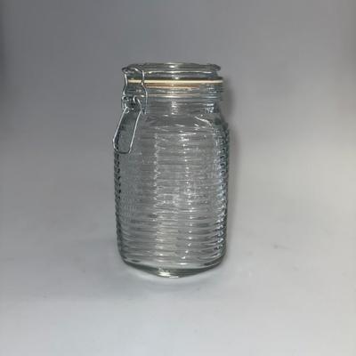 Ribbed Glass container with lid