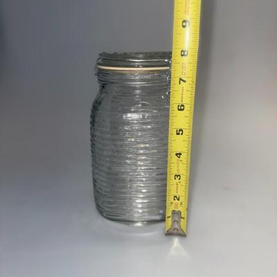 Ribbed Glass container with lid