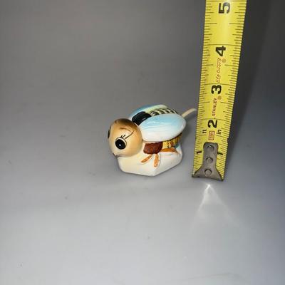 Vintage Bumble Bee Honey Pots Set of 2 with Lids & Spoons Hand Painted in Japan