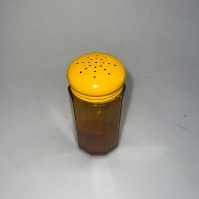 Vintage Takashi Amber Glass Large Stovetop Salt Metal Cover