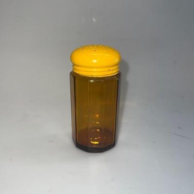 Vintage Takashi Amber Glass Large Stovetop Salt Metal Cover