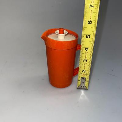 Vintage Children's minature TUPPERWARE Orange Pitcher With Push Button Servalier