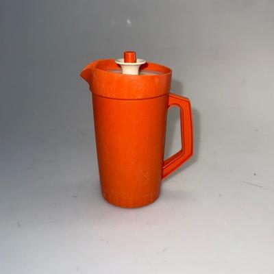 Vintage Children's minature TUPPERWARE Orange Pitcher With Push Button Servalier