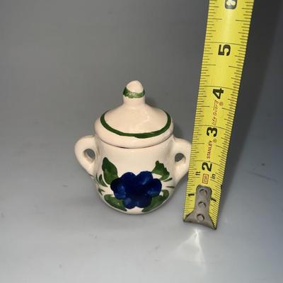 Hand Painted Miniature Ceramic Tea Set Teapot, Sugar & Creamer 6 cups & Saucers