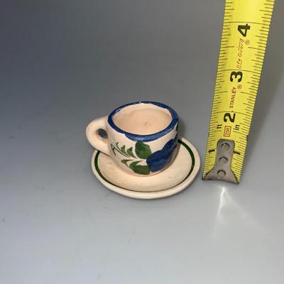 Hand Painted Miniature Ceramic Tea Set Teapot, Sugar & Creamer 6 cups & Saucers