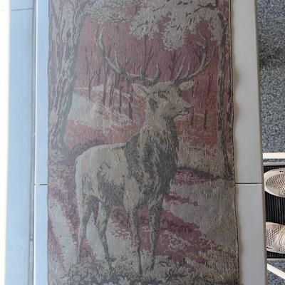 Vtg Buck Mid Century Fringed Tapestry