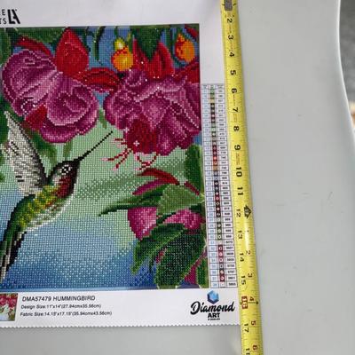 Fuchsia and Hummingbird Diamond Art