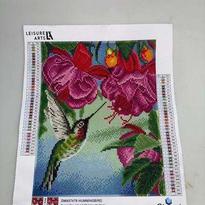 Fuchsia and Hummingbird Diamond Art