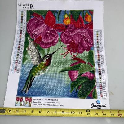 Fuchsia and Hummingbird Diamond Art