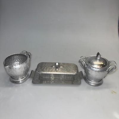 Aluminum butter, sugar, and cream dishes
