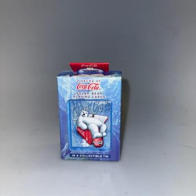 Coca-Cola Collectable Tin With 2 Decks of Playing Cards 1990's 
