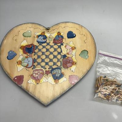 VTG Wood Folk Art Chinese Checkers Game Board /Wall Decor,