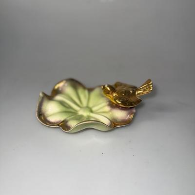 Vintage California Pottery Bird On Flower Trinket Dish By Stewart B McCulloch