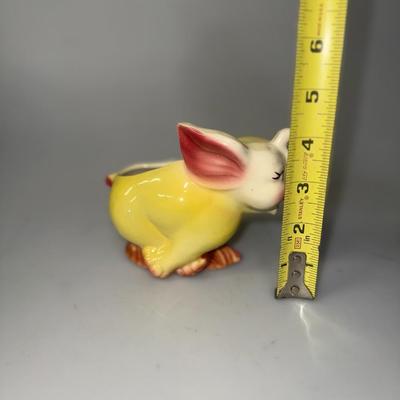 Vintage Elephant, Trunk Up, Ear Up, Running Planter, Yellow and Red