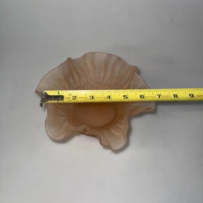 Vintage Frosted Pink Glass Bonbon Crimped Edge Depression Glass Va