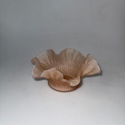 Vintage Frosted Pink Glass Bonbon Crimped Edge Depression Glass Va
