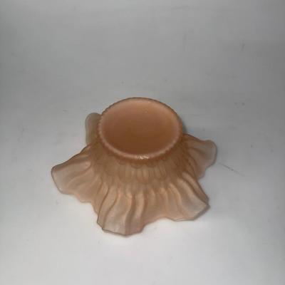 Vintage Frosted Pink Glass Bonbon Crimped Edge Depression Glass Va