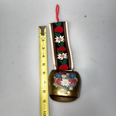 Vintage Lucerne Schmid Switzerland Floral Cow Bell Embroidered Strap (LOT)