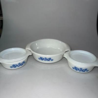 Vintage Anchor Hocking Fire King Blue Daisy Set