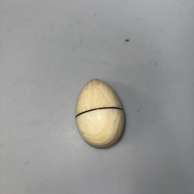 Vintage Turned Alabaster Egg with Thin Band of Metal