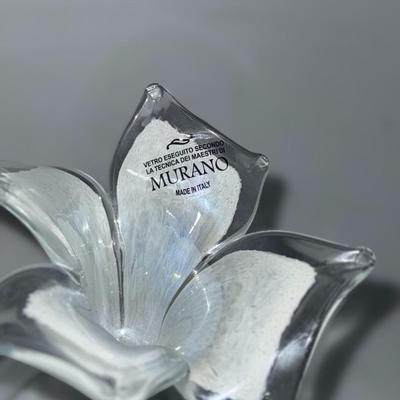 Murano Italy White Glass Lily Flower