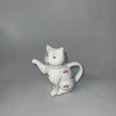 Vintage Chinese Oriental Ceramic floral Kitty Cat 