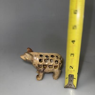 Indian hand carved figures (Donkey, frog, pig)