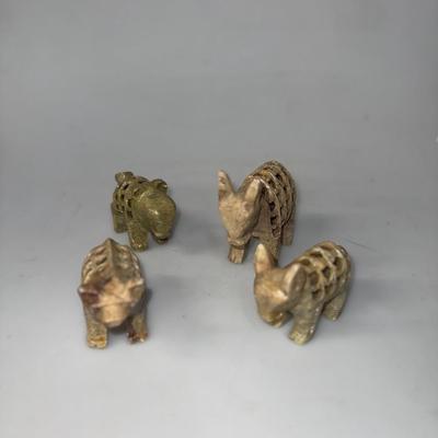 Indian hand carved figures (Donkey, frog, pig)