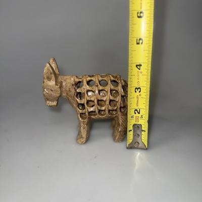 Indian hand carved figures (Donkey, frog, pig)