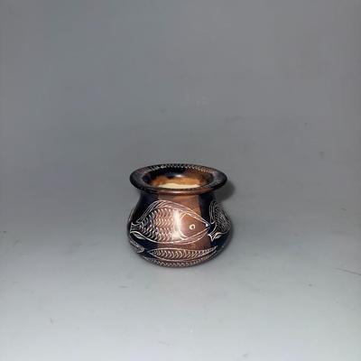 Collectible Hand Etched Fish Soapstone Bowl 