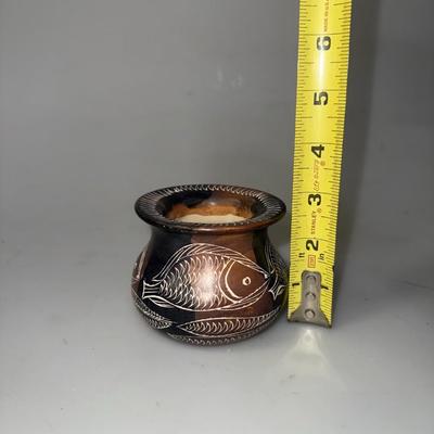 Collectible Hand Etched Fish Soapstone Bowl 