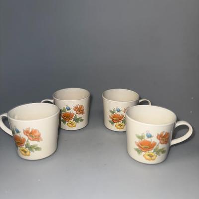 Vintage Corning Royal Garden Mugs (Set of 4)