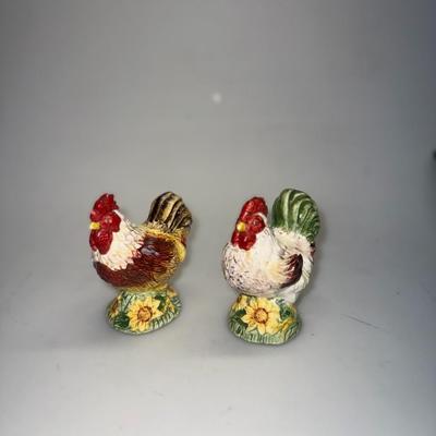 Ceramic Chicken and Rooster Salt and Pepper Shakers