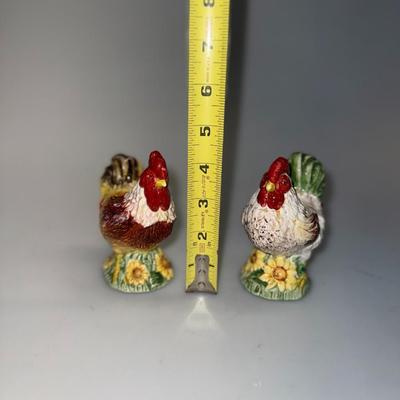 Ceramic Chicken and Rooster Salt and Pepper Shakers
