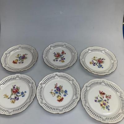 Schwarzenhammer Bavaria Germany U.S. Zone Floral Reticulated Pierced Bowl Roses Tulips